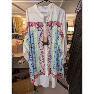 NWT Silvian Heach Oversized Hi Low Shirt Dress Scarf Print Tunic Size L